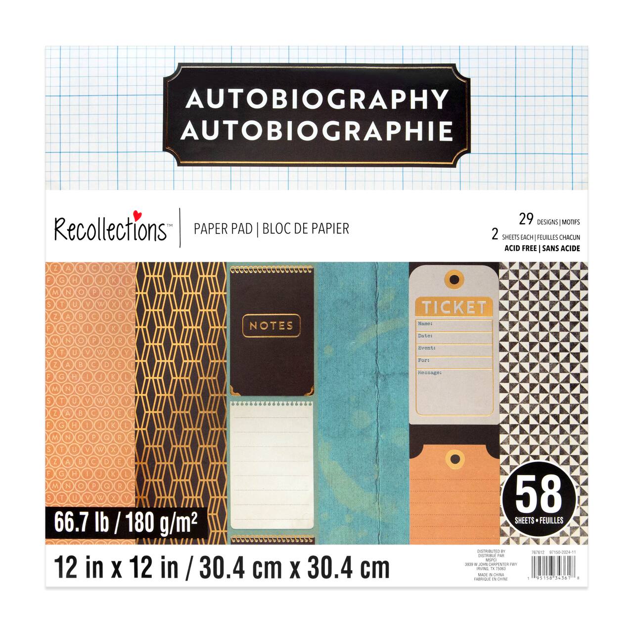 6 Pack: 12" x 12" Autobiography Paper Pad by Recollections™, 58 Sheets